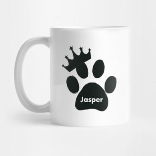 Jasper cat name made of hand drawn paw prints Mug